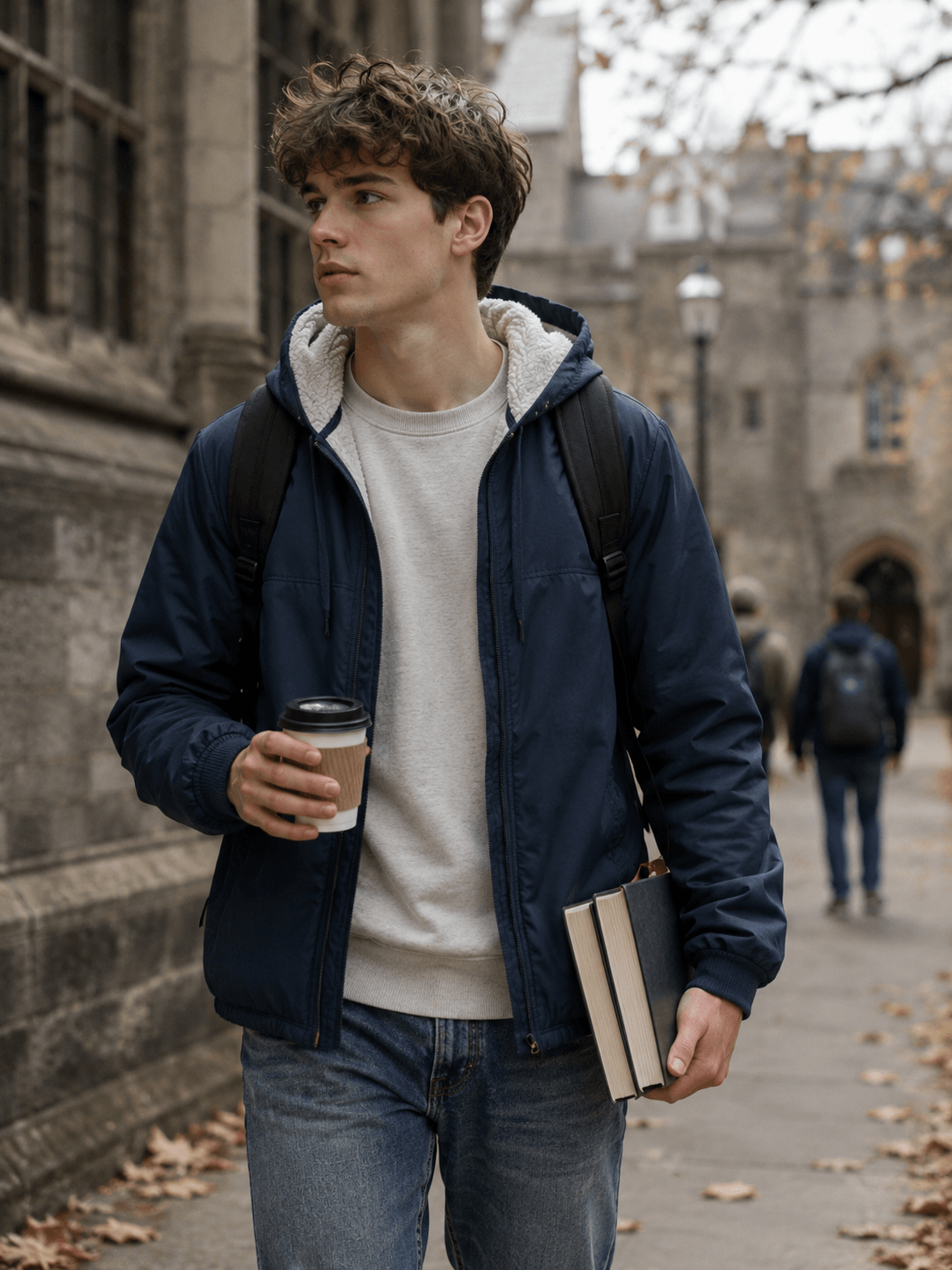 Finished thermal knit fabric in a hooded urban-to-outdoor jacket application