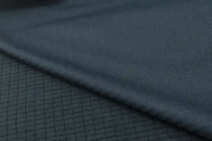 Y35751 conductive yarn stretch grid fleece fabric showing the raised check back